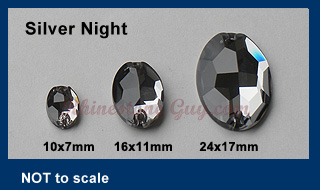 RG Premium Oval Sew On Jewels Silver Night